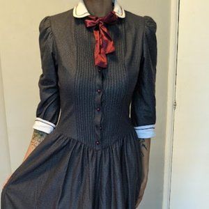 Act 1 New York Vintage 80's Dress, Removable Necktie, 80s does 40s, USA